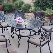 Large, round outdoor dining tables are great for these times. Darlee Elisabeth 7 Piece Cast Aluminum Patio Dining Set W 53 Inch Round Table By Dl707 7pc Ac28d On Bbqguys Com Accuweather Shop
