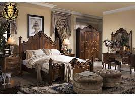 Instead, use a folding chair as a bedside table, lean an old shutter against the wall and adorn it with a vintage calendar, or set a pretty mirror on the floor. Mehrangarh Fort Antique Style Bedroom Furniture Set