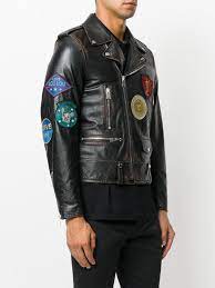 Saint Laurent Classic Multi Patch Motorcycle Jacket Farfetch Jackets Saint Laurent Motorcycle Jacket