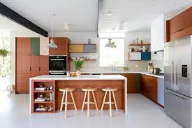 Stock oak kitchen cabinets to white beadboard cabinets! 28 Best Mid Century Modern Kitchen Designs Ideas