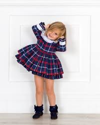 Moda infantil noadar os ofrece diferentes tipos de vestidos con diferentes estampaciones, coloridos y tipos de tela. Lappepa Moda Infantil Girls Blue Burgundy Checked Dress With White Ruffle Collar Missbaby