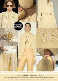 A retro 90's influence will continue to be trendy for next. Anise Flower Yellow 2022 Trendsenses Sources Celine Sonia Rykiel Victoria Beckham In 2021 Color Trends Fashion Fashion Trend Forecast Summer Fashion Trends