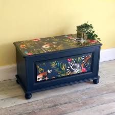 It's the ideal way to add some homely style to the bedroom with the click of a button, and it. Upcycled Navy Blanket Box Decoupaged In Tropical Lemur Hand Painted In Oxford Navy Blue Colourful Hallway Unit On Bun Feet Vinterior