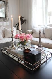 Coffee table trays can create a bold statement for any room in your home. Beautiful Mirrored Tray With Chrome Rails Elegant Square Vanity Mirror Tray With Side Bars Makes Coffee Table Decor Tray Tray Decor Decorating Coffee Tables