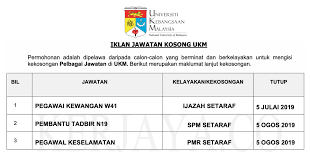 Warganegara malaysia yang berminat bekerja majlis perbandaran kulim (mpkk) dan berkelayakan dipelawa untuk memohon sekarang juga. Jawatan Kosong Terkini Ukm Pelbagai Kekosongan Jawatan Pentadbiran Pengurusan Pelaksana Kerja Kosong Kerajaan Swasta
