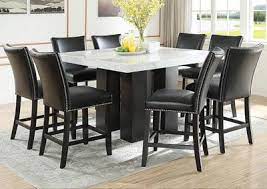 Find the perfect home furnishings at hayneedle, where you can buy online while you explore our room designs and curated looks for tips, ideas & inspiration to help you along the way. Camila Brown Square Counter Marble Top Dining Set W 8 Chairs Black Pu Category Dining Room Camila Bro Perfect Living Room Marble Dining Dining Table Bases