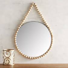 Pier 1 Imports Beaded 19 5 Round Mirror Beaded Mirror Wooden Bead Necklaces Boho Mirrors