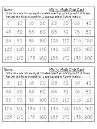 Math Practice Minute Chart And Incentive Posters Reading