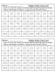 math practice minute chart and incentive posters reading