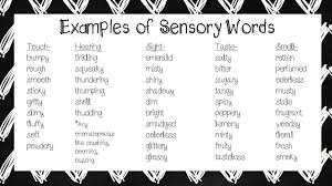 a mini anchor chart for teaching sensory words imagery and