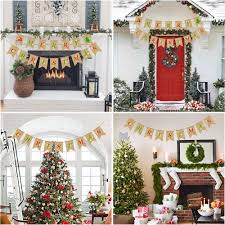 Christmas Banner Pack Of 2 Merry Christmas Burlap Banners Christmas Bunting Garlan Christmas Decorations Clearance Merry Christmas Decoration Christmas Bunting