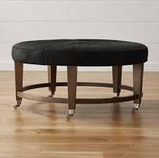 Simpli home avalon faux leather coffee table storage ottoman. Black Caster Leg Round Leather Cocktail Ottoman