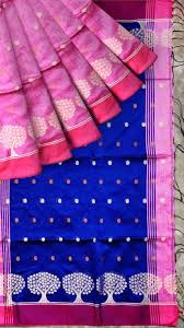 Buy Baby Pink Royal Blue Jacquard Buti Jamdani Saree Online At Best Prices In India Yes Poho In 2020 Jamdani Saree Baby Pink Pink