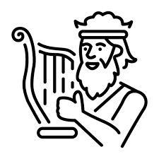 Icono del arpa de David en estilo lineal