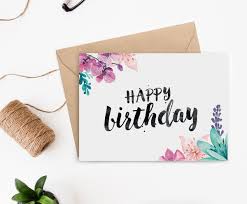 Happy birthday greeting lettering, colorful watercolor aquarelle handwritten hand draw doodle letters. Printable Birthday Card For Her Happy Birthday Cards Printable Birthday Card Printable Watercolor Birthday Cards