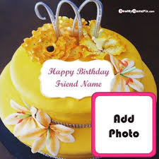 Birthday Cake With Photo Frame Download Photo Frame Birthday Cake For Friend Name Wishes Pictures In 2020 Friends Birthday Cake Happy Birthday Cakes Birthday Cake With Flowers
