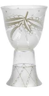 mathilde flogl form a goblet designed c 1916 executed by the wiener werkstatte clear bubbled glass with stylised floral motifs in white on part werkstatte