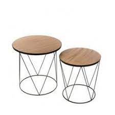 set de 2 tables basses rondes en metal noir et bois wadiga coffee table coffe table steel table