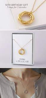 50th Birthday Necklace For Her 5 Rings Birthday Presents For Mom Cute Birthday Gift Mom Birthday Gift