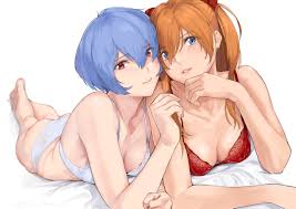 Asuka and Rei in lingerie - Rule 34 AI Art