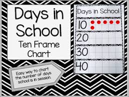 Days In School Ten Frame Chart Black Chevron
