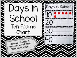 days in school ten frame chart black chevron