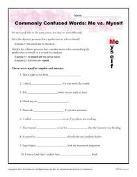 Me Vs Myself Worksheet Commonly Confused Words Commonly Confused Words Words Confused