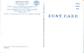 Greenlawn Motel Harrisburg PA Umberger Owner Exterior View Chrome Postcard 