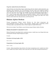 Aljabar boolean atau dalam bahasa inggris disebut dengan bool boolea ean n alge algebr bra a. Aljabar Boolean