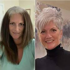 Today my wife cut of her gray hair. Now she look 40 years younger than me.