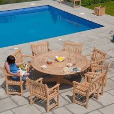 The height of the glass top table is designed for dining. Roble 8 Seat Bengal Pedestal Round Garden Table Set Broadfield Armchairs No Thank You Riverhill Garden Supplies