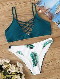 Bikinis Buy Women S Bikinis Online Australia Shein Palm Print Bikini Printed Bikini Sets Bikinis Boho