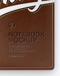 Click the button below to download the free mockup! Notebook With Leather Cover Mockup Top View In Stationery Mockups On Yellow Images Object Mockups