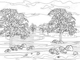 Free coloring pages for adults. Illustration With Decorative Lines Vintage Stylized Landscape Royalty Free Cliparts Vectors And Stock Illustration Image 66588849