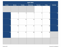 All calendar templates files are printable & blank & macro free. Download 2021 Monthly Calendar Sun Start Excel Template Exceldatapro