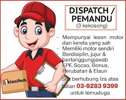 Garis panduan pengiraan kadar lesen kenderaan motor (lkm) bagi kenderaan di semenanjung malaysia, sabah dan sarawak (pindaan selepas kereta enjin petrol. Dispatch Pemandu 3 Kekosongan Jobs 1klassifieds Facebook