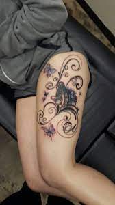 Thigh Tattoo Fairy Butterflies And Swirls In Memory 3 Fairy Tattoo Fairy Tattoo Designs Thigh Tattoo