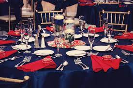 Red And Navy Blue Wedding Reception Blue Table Settings Blue Wedding Decorations Blue Wedding Receptions