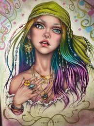 Coloring book page decoration with watercolors and pencils