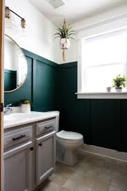 Check Out The Diy Board And Batten In This Small Bathroom Wow I Love How She Added That Trim And Painted The Wa Green Bathroom Modern Bathroom Bathroom Design