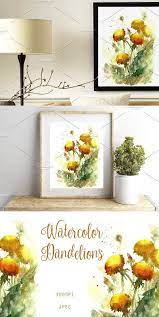 Sale Watercolor Dandelion Flowers Dandelion Flower Watercolor Flowers Watercolor