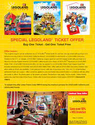 Second Ticket Free To Legoland Or Online Via Promo Code 159915 Legoland Legoland California California Resorts