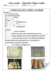Never turn the beaters on high. English Worksheet Chocolate Chips Cookie Recipe Cookies Recipes Chocolate Chip Recipes Cookie Recipes