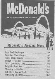 Original Mcdonald S Menu 1968 I Remember The Celebration Prices On Their 20th Year Too For 20 Cents You Cou Mcdonald Menu Vintage Ads Vintage Advertisements