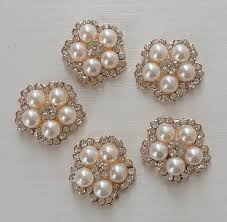 5 Flat Back Rhinestone and Pearl Button (17 Mm) AL-153