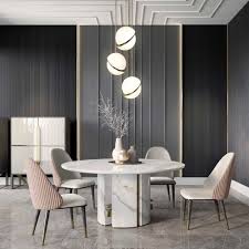 Feel Inspired By These Contemporary Dining Rooms Find More Https Contemporarylighting Eu L Round Marble Dining Table Luxury Dining Room Dining Table Marble