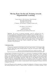 PDF) Moving from On-the-job Training towards Organisational Learning