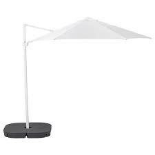 Hogon Hanging Umbrella With Base White Svarto Dark Gray Ikea In 2021 Offset Patio Umbrella Parasol Base Patio Umbrella
