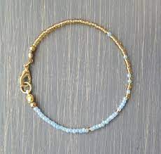 Pastel Blue Gold Seed Bead Bracelet Ombre Beaded Bracelets Friendship Bracelets With Beads Beaded Necklace Diy