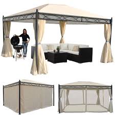 Pergola Cadiz Garten Pavillon Stabiles 7cm Gestell Mit Seitenwand Moskitonetz 4x3m Pergola Garten Pavillon Pergola Schatten